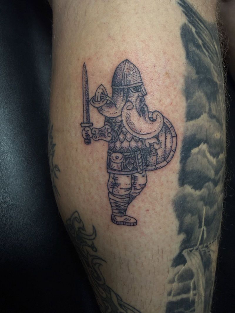 Viking warrior in linework by Chris
