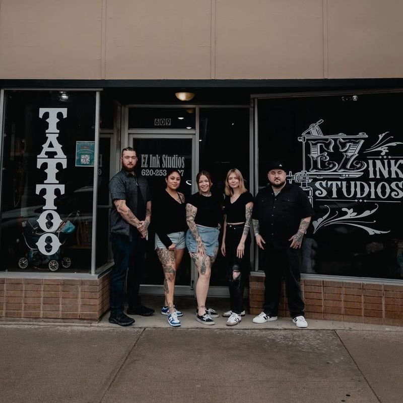 The EZ Ink crew in front of the shop at 609 N 2nd Ave